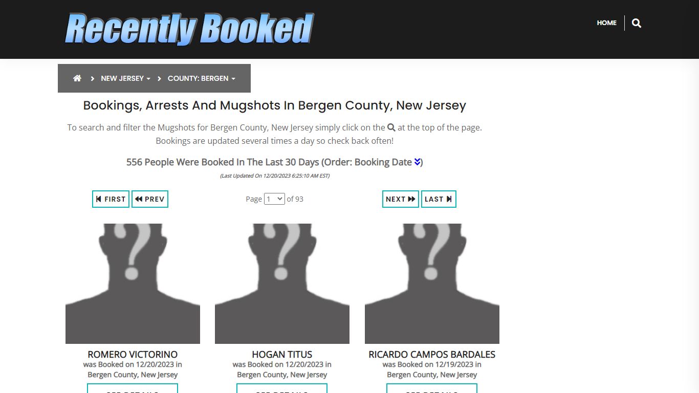 Bookings, Arrests and Mugshots in Bergen County, New Jersey